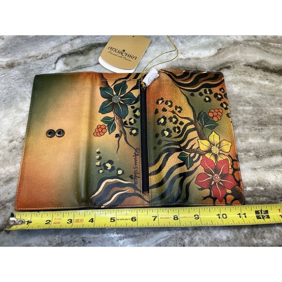 Anuschka Women's Wallet Floral Leopard Tiger Design Trifold Credit Bills Coins - Picture 7 of 11